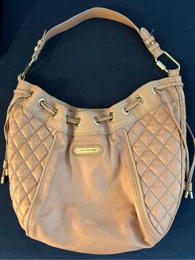 Juicy Couture Tan Quilted Drawstring Hobo Bag